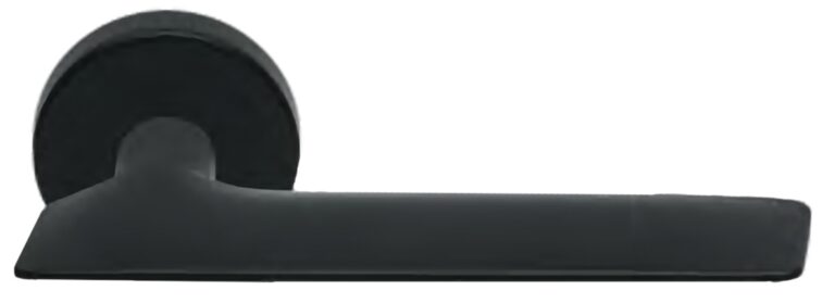 MORELLI GALACTIC R6 NERO-ST, ручка дверная на круглой розетке, цвет — Черный «soft-touch»