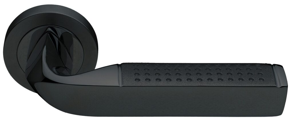 MORELLI Ручка дверная MATRIX R2 NERO-ST — Черный «soft-touch»