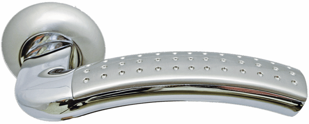 MORELLI MH-02P SN/CP, ручка дверная «Палаццо», цвет бел. никель/хром, с перфорацией