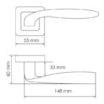 MORELLI MH-45 GR/CP-S55, ручка дверная "Shell", на квадратной накладке, цвет - графит/хром — дополнительное фото